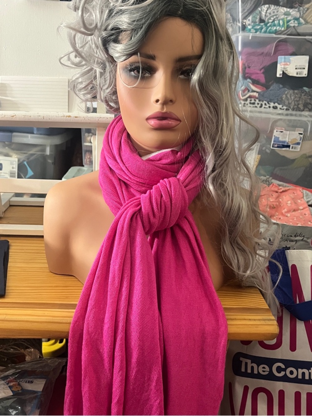 LY Lexi York Bright Fuchsia Knit Wrap Scarf - Women's Fashion Accessory